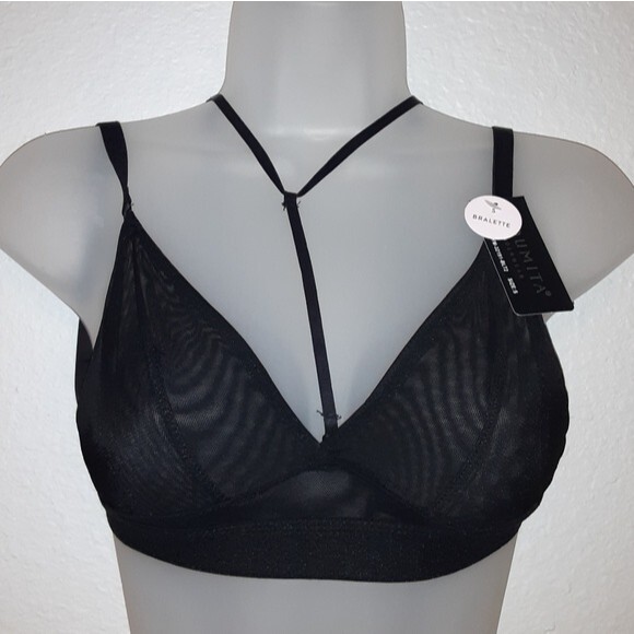 Youmita Small Black Mesh Bralette and G-String NWT - Picture 6 of 9
